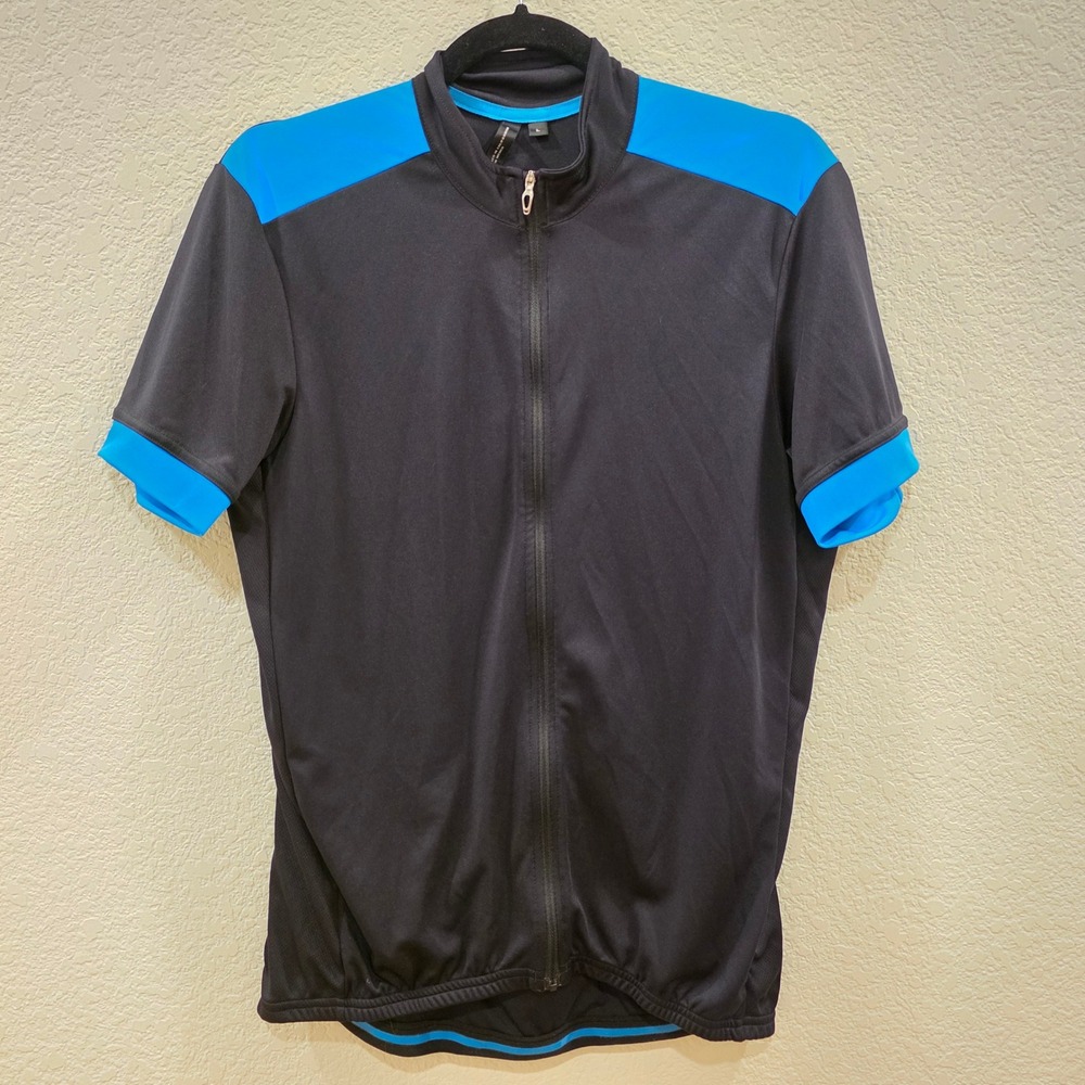 Specialized Mens Cycling Jersey Black Blue Full Zip Short Sleeve Large